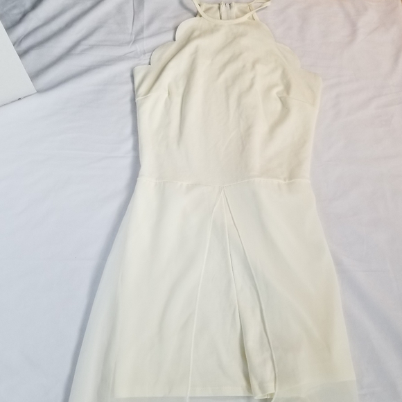 Charlotte Russe Halter Maxi Dress Scalloped Romper Shorts Overlay Cream Medium - Picture 2 of 14